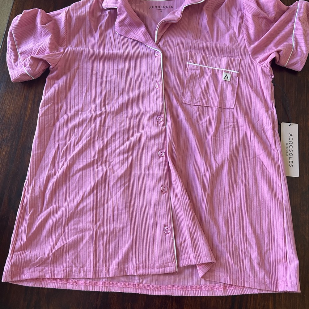 AEROSOLES Pink Striped Button-Up Shirt